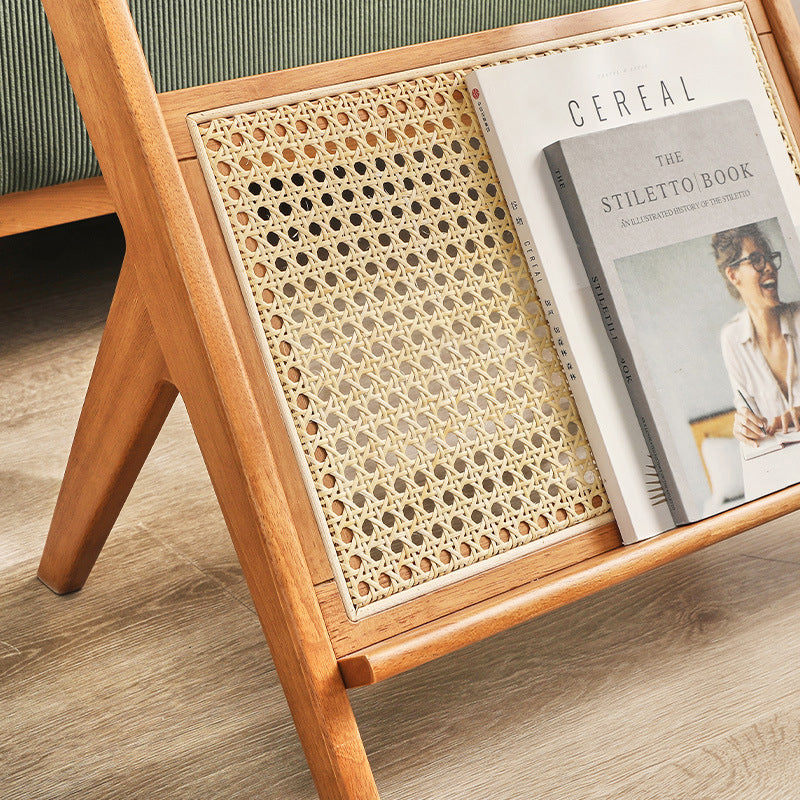 Contemporary Scandinavian Nan Bamboo Medium-Density Fiberboard Glass Side Table For Living Room