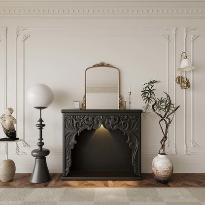 Traditional French Square Medium-Density Fiberboard Mantel Console Table For Living Room