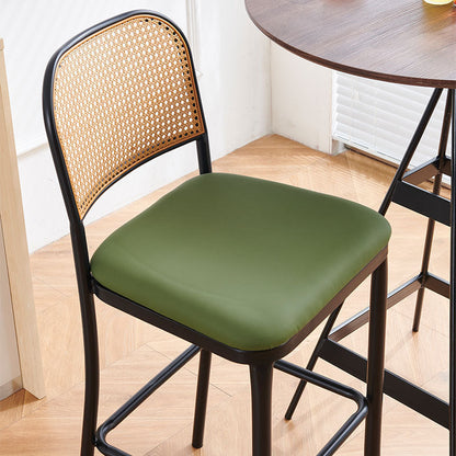 Modern Minimalist PE Faux Nappa Leather Iron Rectangular Bar Stool Backrest Armless For Dining Room