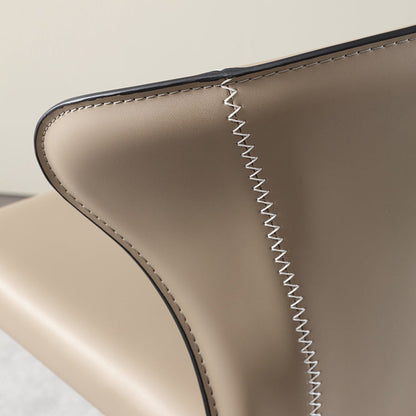 Modern Minimalist Square Carbon Steel Faux Saddle Leather Bar Stool Backrest Armless For Dining Room