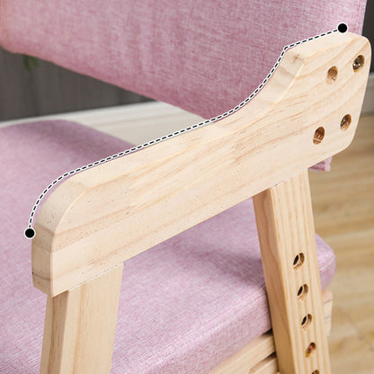 Modern Minimalist Adjustable Solid Pine Wood Cotton Linen Foam Sponge Kids Chair For Bedroom