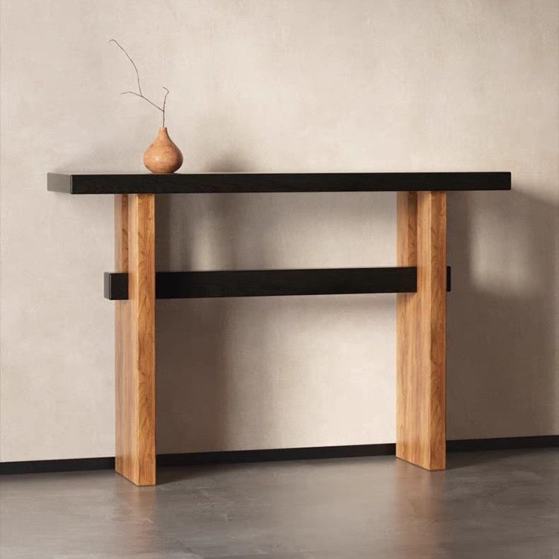 Traditional Vintage Square Pine Wood Solid Wood Console Table For Entryways