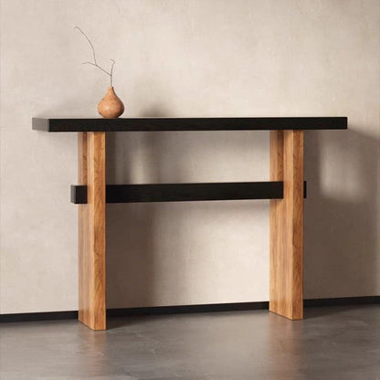 Traditional Vintage Square Pine Wood Solid Wood Console Table For Entryways