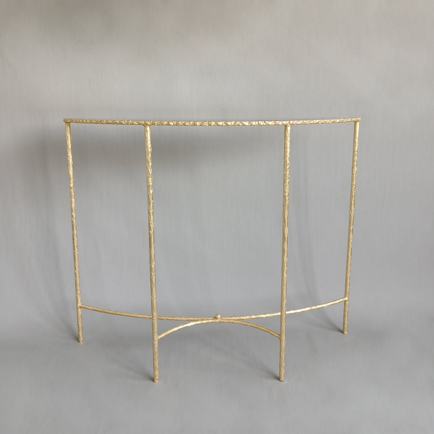 Modern Minimalist Curved Glass Iron Console Table 1-Tier For Entryways