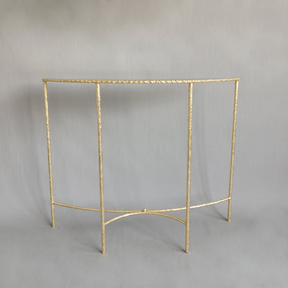Modern Minimalist Curved Glass Iron Console Table 1-Tier For Entryways