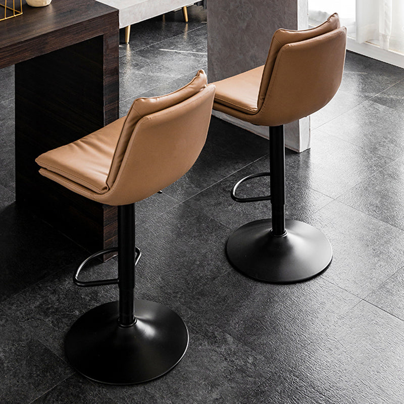 Modern Minimalist Rectangular Faux Nappa Leather Iron Bar Stool Backrest Armless For Dining Room