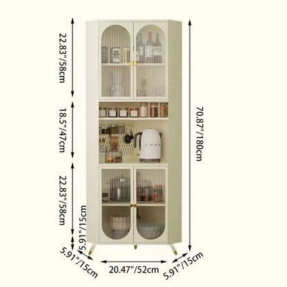 Contemporary Scandinavian Triangular Cold-Rolled Steel Tempered Glass Corner Cabinet 2-Cabinet 2-Tier For Living Room