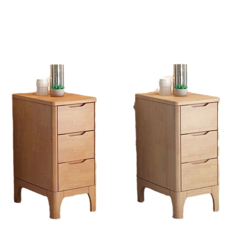 Contemporary Nordic Rectangular Solid Wood Plywood Storage Cabinet 2-Drawer For Bedroom