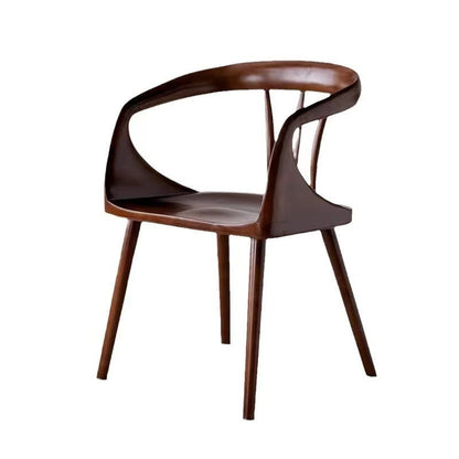 Traditional Vintage Rubberwood Solid Wood Dining Chair Backrest Armrests For Dining Room