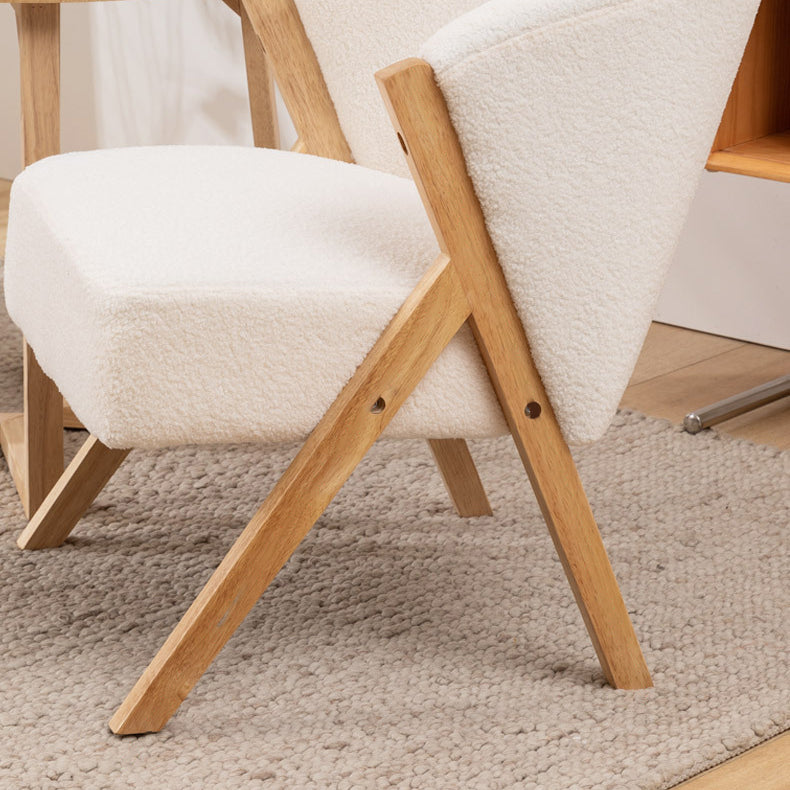 Contemporary Scandinavian Square Rubberwood Solid Wood Plywood High-Quality Synthetic Fabric Faux Wool Backrest Chair For Living Room