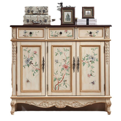 Traditional Vintage Rectangular Solid Wood Medium Density Fiberboard Shoe Storage 2-Cabinet For Entryways