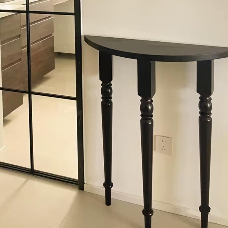 Traditional French Half-Circle Pine Wood Console Table For Entryways