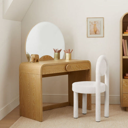 Modern Minimalist Round Velvet Iron Vanity Stool Backrest Armless For Bedroom