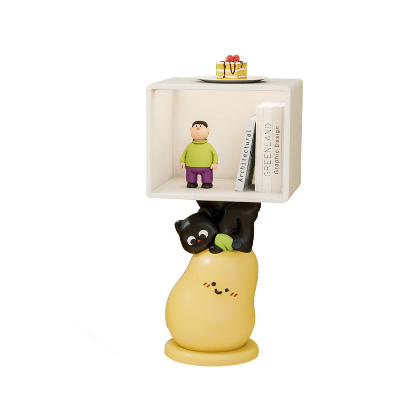 Contemporary Creative Kids MDF Resin Pear Square Shape Nightstand 2-Tier For Living Room & Bedroom