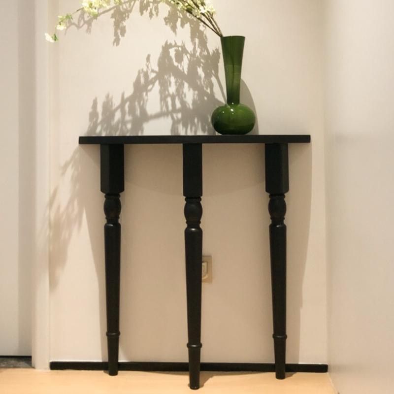 Traditional French Half-Circle Pine Wood Console Table For Entryways