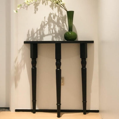 Traditional French Half-Circle Pine Wood Console Table For Entryways