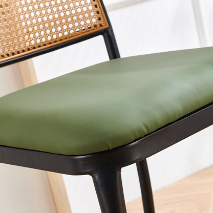Modern Minimalist PE Faux Nappa Leather Iron Rectangular Bar Stool Backrest Armless For Dining Room