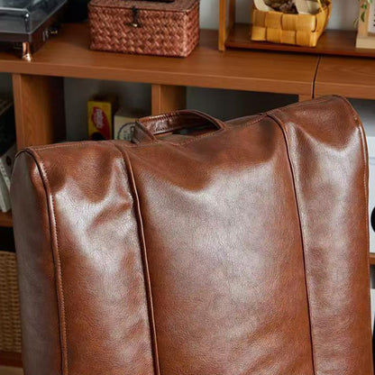 Traditional Vintage Rectangular PU Leather EPS Backrest Footrest Sofa For Living Room