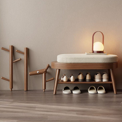 Modern Minimalist Giraffe-Shaped Solid Wood Teddy Plush Sponge Footstool For Entryway