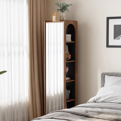 Traditional Vintage Rectangular Pine Wood Carbon Steel Rotatable Multifunctional Bookshelf 5-Tier For Living Room