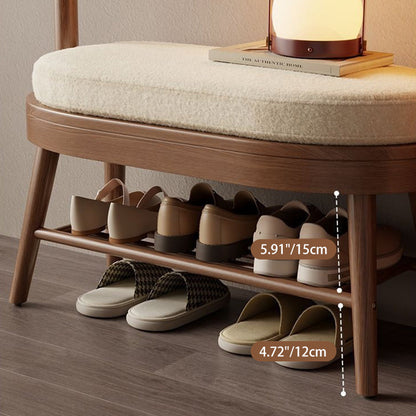 Modern Minimalist Giraffe-Shaped Solid Wood Teddy Plush Sponge Footstool For Entryway