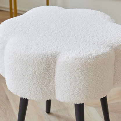 Contemporary Scandinavian Artificial Wood Sherpa Fabric Foam Sponge Armless Vanity Stool For Bedroom