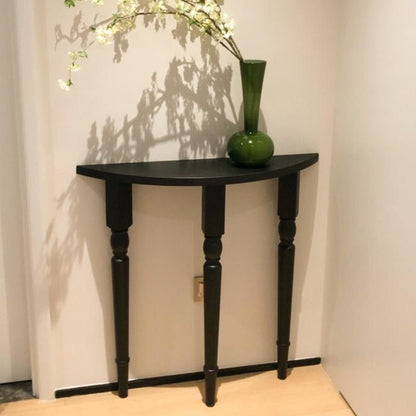 Traditional French Half-Circle Pine Wood Console Table For Entryways