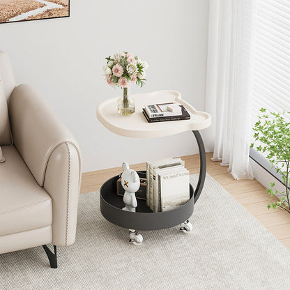 Contemporary Creative Medium-Density Fiberboard Iron Bear-Shaped Movable Side Table 2-Tier For Living Room