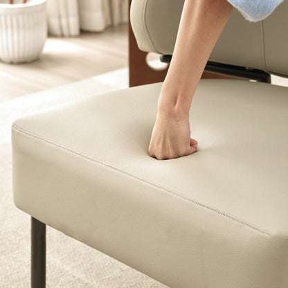 Modern Minimalist Curved Rectangular Cat-Scratch-Resistant Leather Carbon Steel Accent Chair Backrest Armless For Living Room