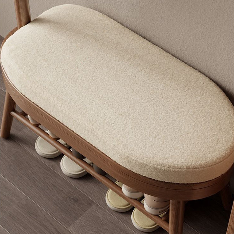 Modern Minimalist Giraffe-Shaped Solid Wood Teddy Plush Sponge Footstool For Entryway