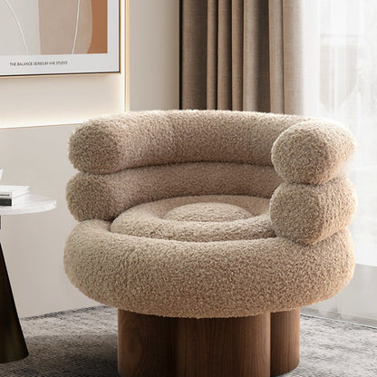 Traditional French Curved Sherpa Fabric Solid Wood Iron Vanity Stool Backrest Armless For Bedroom