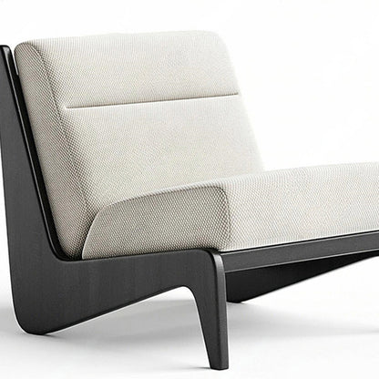 Traditional French Rectangular Cotton-Linen Fabric Solid Wood Accent Chair Backrest Armless For Living Room