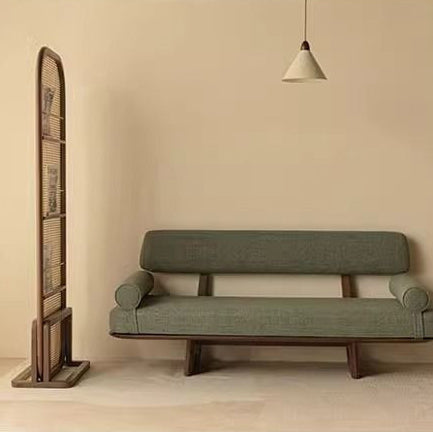 Traditional Chinese Rubberwood PE Rattan Room Divider With 3-Tier Storage Shelf For Living Room