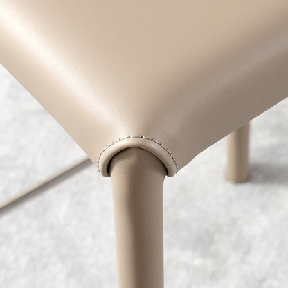 Modern Minimalist Square Carbon Steel Faux Saddle Leather Bar Stool Backrest Armless For Dining Room