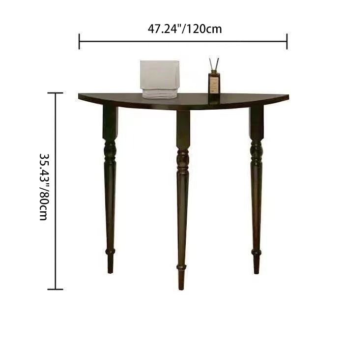 Traditional French Half-Circle Pine Wood Console Table For Entryways
