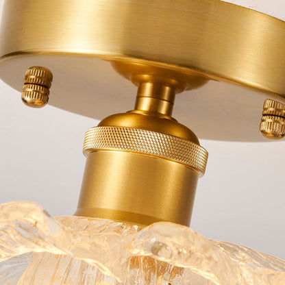 Traditional French Acrylic Iron Aluminum Petal-Shaped 1-Light Semi-Flush Mount Ceiling Light for Living Room