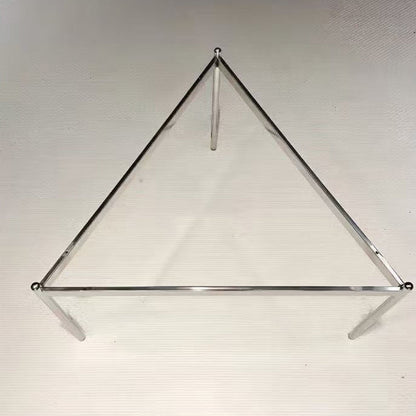 Modern Minimalist Round Triangle Tempered Glass Stainless Steel Coffee Table 1-Tier For Living Room