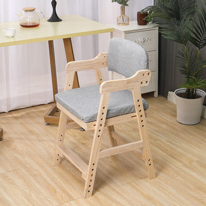 Modern Minimalist Adjustable Solid Pine Wood Cotton Linen Foam Sponge Kids Chair For Bedroom