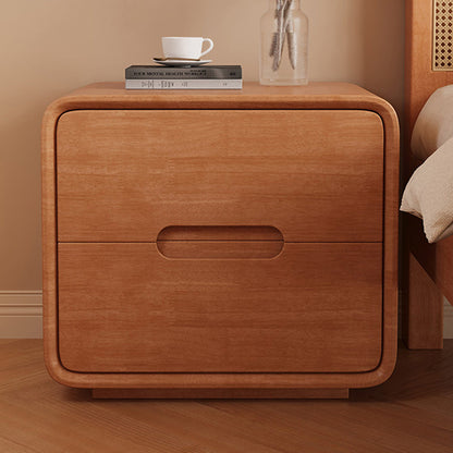 Modern Minimalist Rectangular Solid Wood Plywood Nightstand 2-Drawer For Bedroom