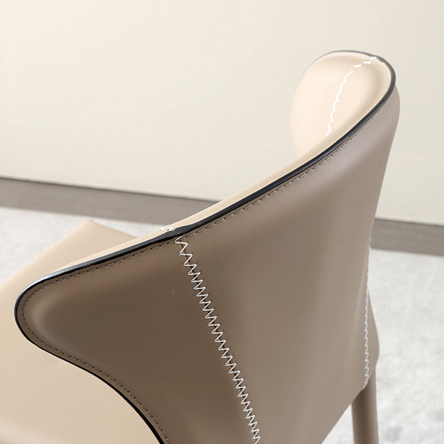 Modern Minimalist Square Carbon Steel Faux Saddle Leather Bar Stool Backrest Armless For Dining Room