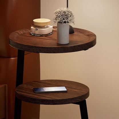 Modern Minimalist Round Cylindrical Medium Density Fiberboard Iron Side Table 3-Tier For Living Room