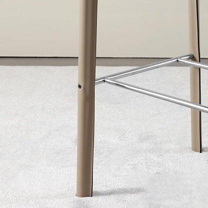 Modern Minimalist Square Carbon Steel Faux Saddle Leather Bar Stool Backrest Armless For Dining Room