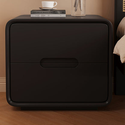 Modern Minimalist Rectangular Solid Wood Plywood Nightstand 2-Drawer For Bedroom