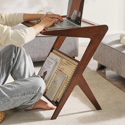 Contemporary Scandinavian Nan Bamboo Medium-Density Fiberboard Glass Side Table For Living Room