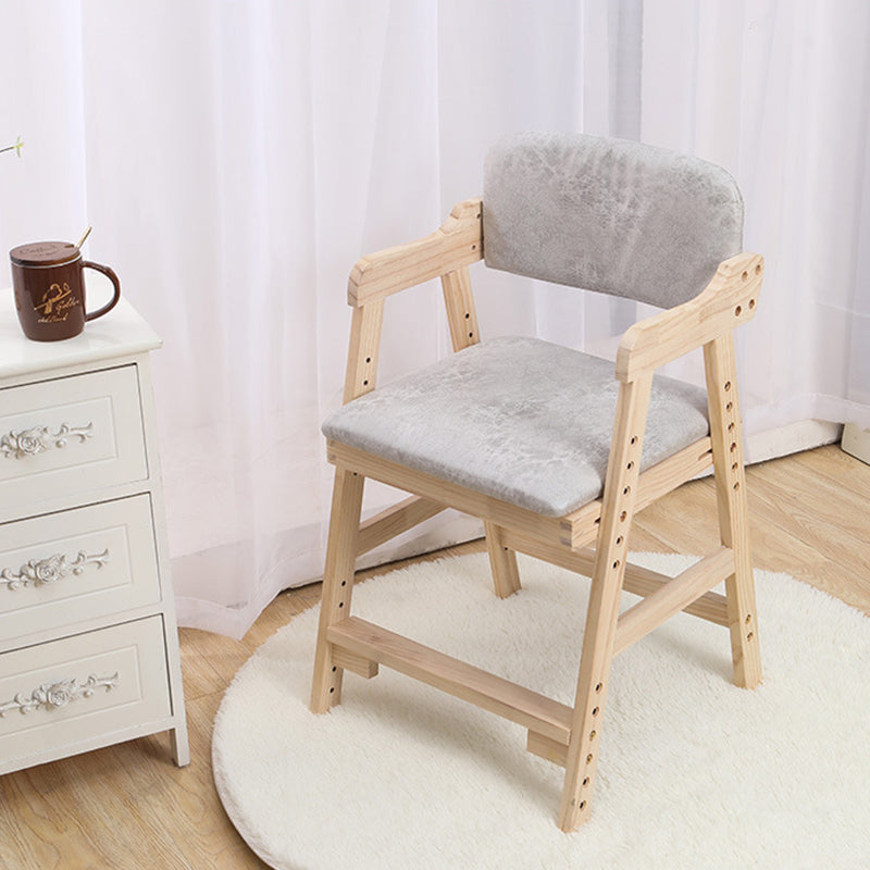 Modern Minimalist Adjustable Solid Pine Wood Cotton Linen Foam Sponge Kids Chair For Bedroom