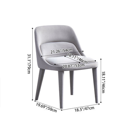 Modern Minimalist Rectangular Velvet Solid Wood Iron Dining Chair Backrest For Dining Room