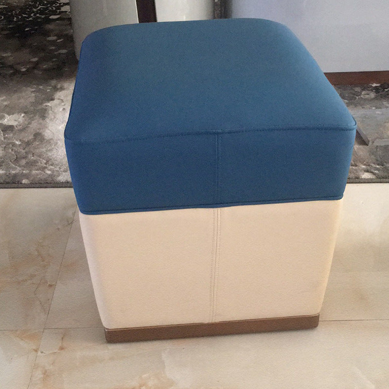 Modern Minimalist Rectangular Solid Wood Multi-Layer Board Microfiber Leather Sponge Footstool For Hallway