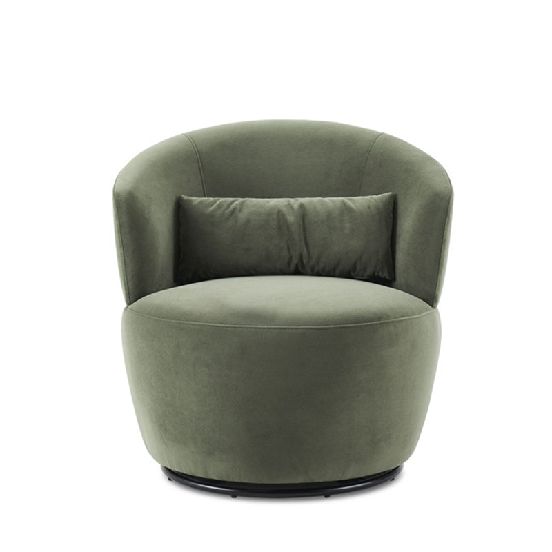 Modern Minimalist Round Cushion Sherpa Fabric Solid Wood Sponge Accent Chair Backrest Armrest For Living Room