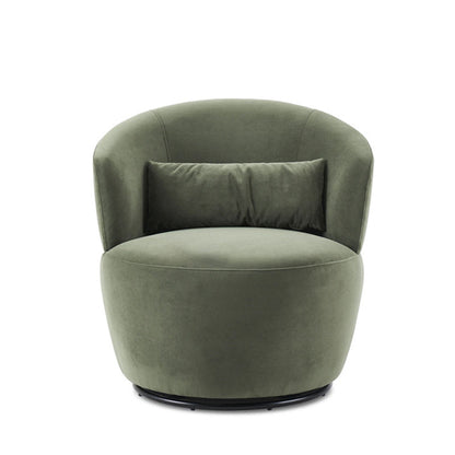 Modern Minimalist Round Cushion Sherpa Fabric Solid Wood Sponge Accent Chair Backrest Armrest For Living Room