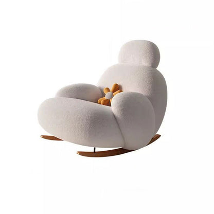 Modern Minimalist Oval Solid Wood Carbon Steel Sherpa Fabric Accent Chair Backrest Armrest For Living Room